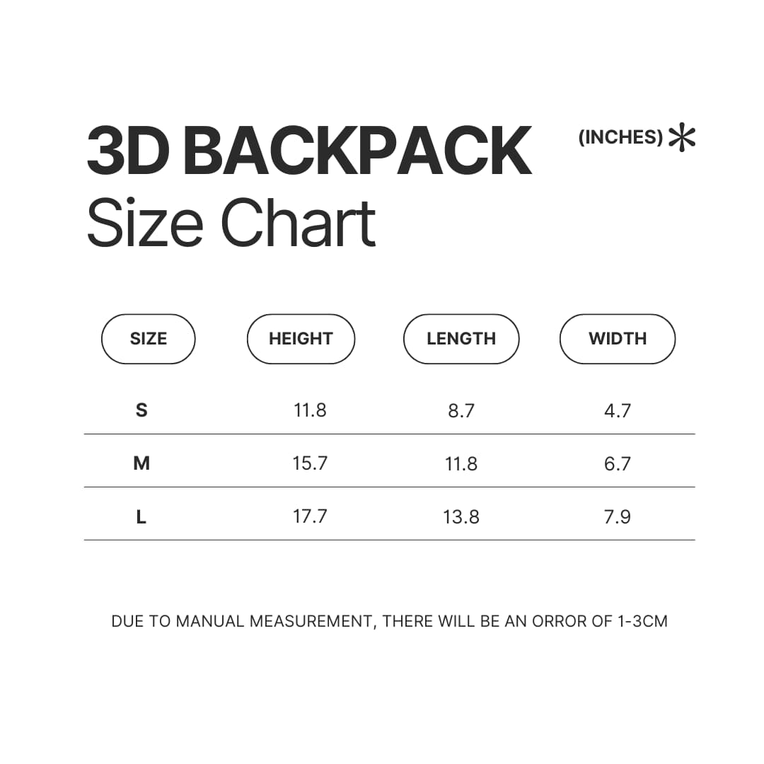 3D Backpack Size Chart - Final Fantasy XIV Shop