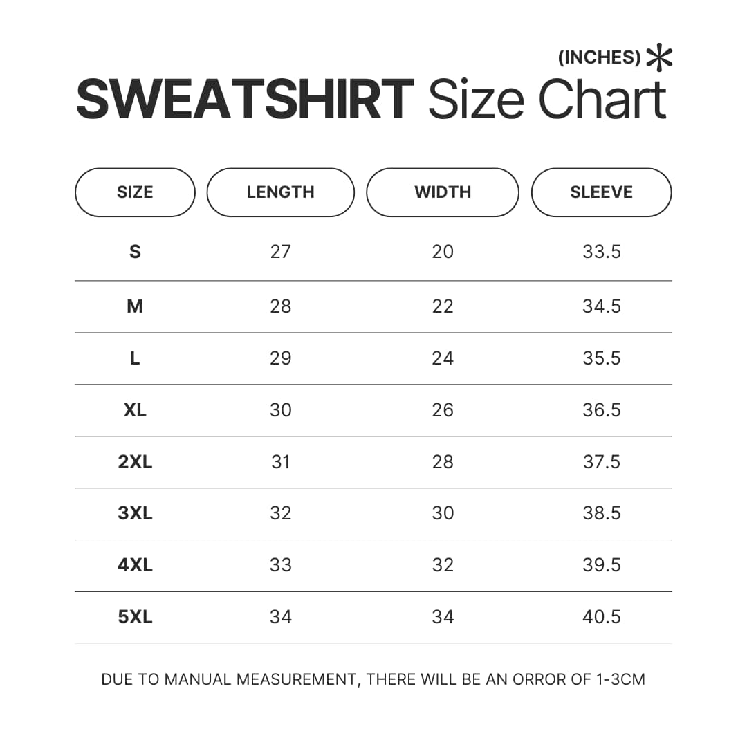 Sweatshirt Size Chart - Final Fantasy XIV Shop
