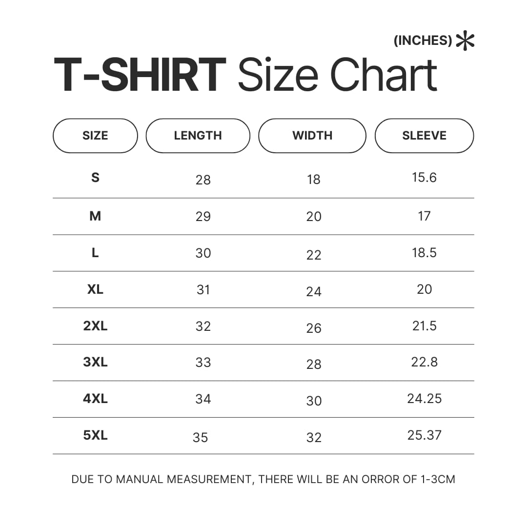 T shirt Size Chart - Final Fantasy XIV Shop