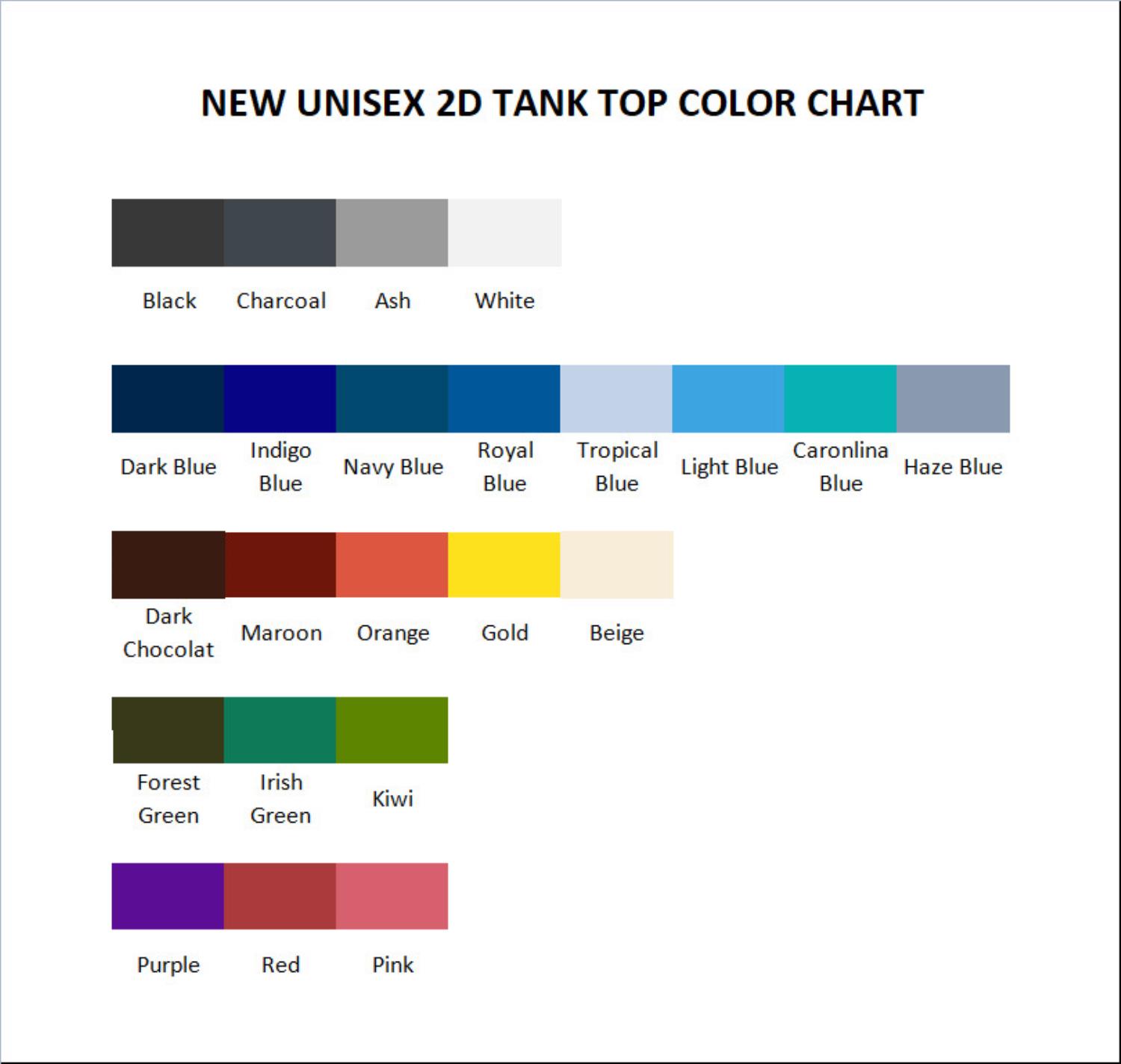 tank top color chart - Final Fantasy XIV Shop
