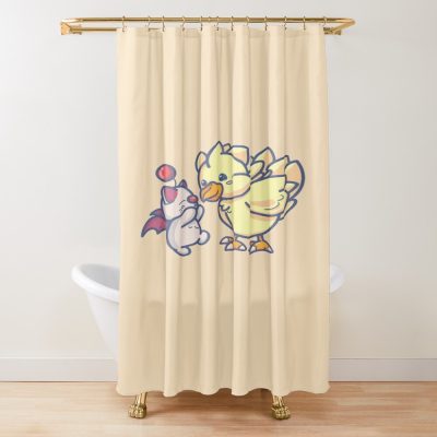 Ffxiv Moogle And Chocobo Shower Curtain