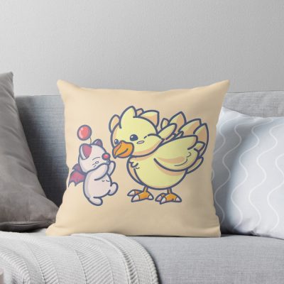 Ffxiv Moogle And Chocobo Throw Pillow