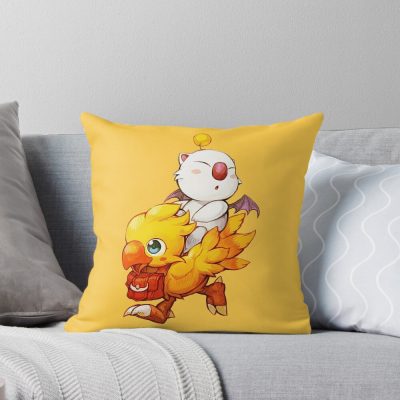 Chocobo And Moogle Adventure Throw Pillow