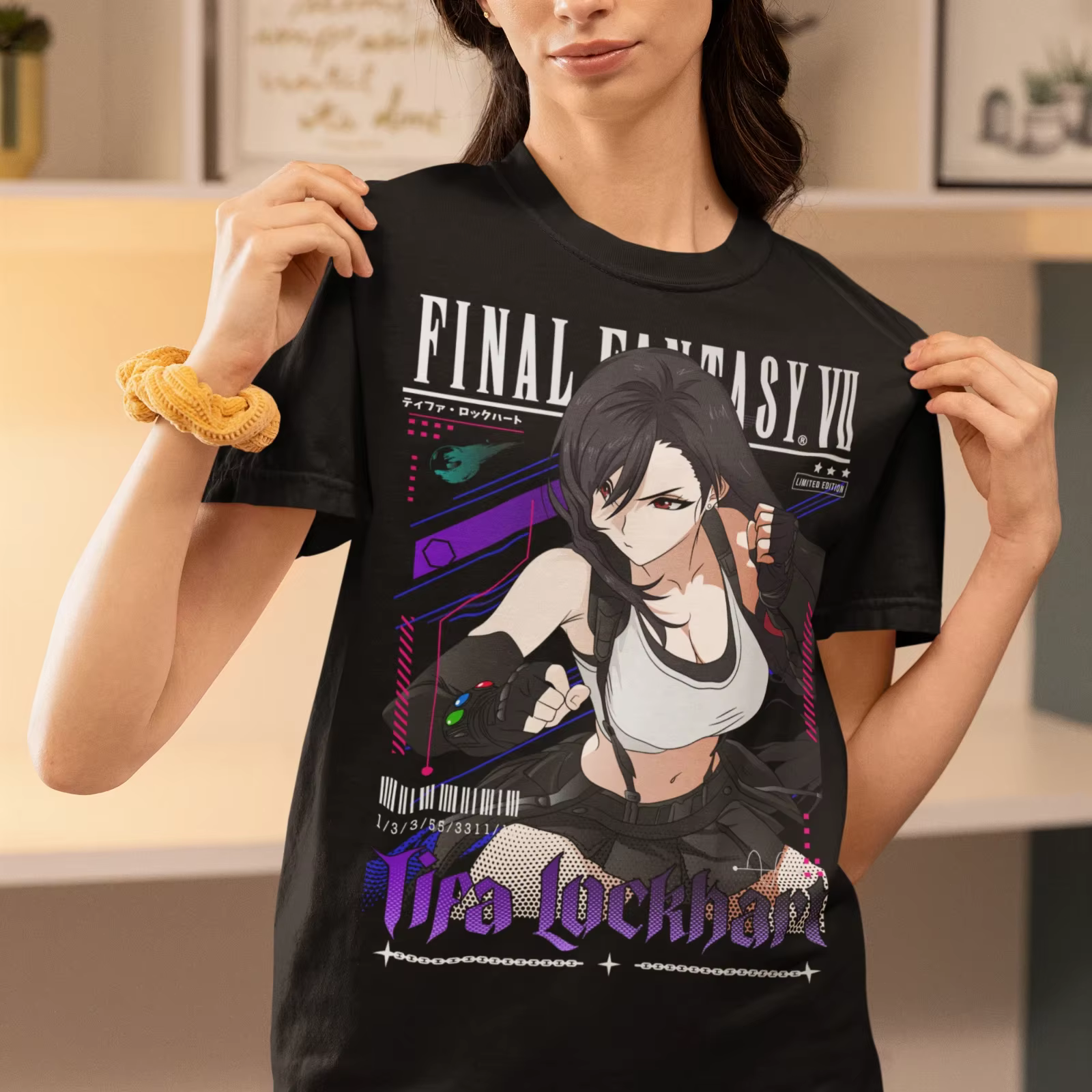 Final Fantasy XIV Tifa Lockhart Retro T-shirt - Image 2