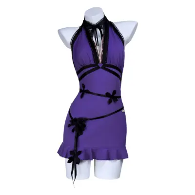 Final Fantasy VII Tifa Lockhart Purple Dress Cosplay Costume